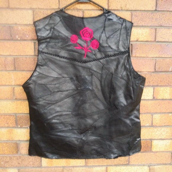 NWT Diamond Plate Buffalo Leather Vest embroidered - Picture 3 of 8